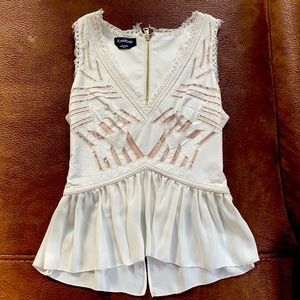 White Leather Bebe top.